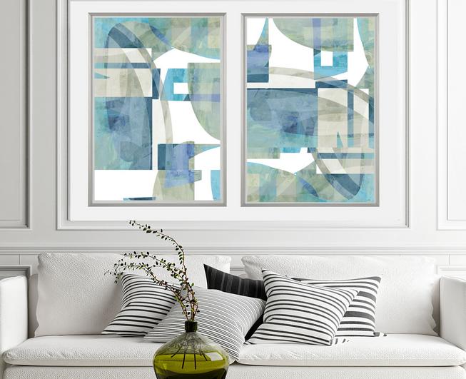 Blue, gray and green abstract art, #abstract art