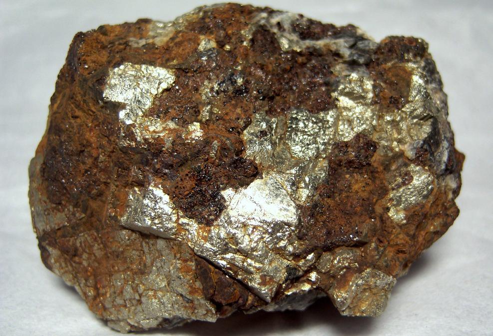 golden PYRITE and brown GARNET, MAGNETITE, CALCITE - Sulphur Hill Mine (Sulfur Hill Mine), Andover Township, Sussex County, New Jersey, USA