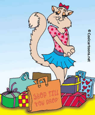 Valentines card cartoon gifts and shopping female cat character design