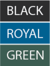 color chart: black, royal, green