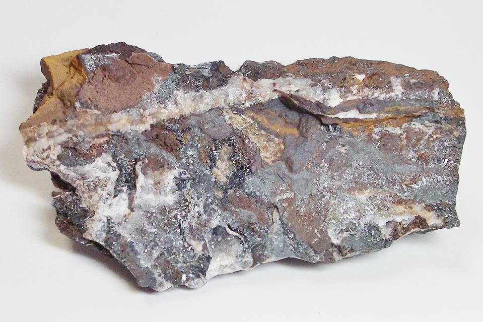 Pyrolusite crystals on Quartz - Taylor Mine, Alberta, Baraga Co., Michigan