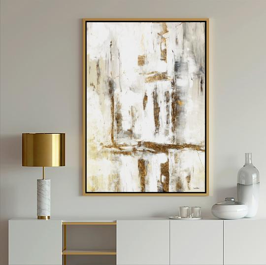 neutral gold and white abstract art