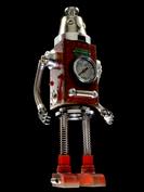 retro robot sculpture art astronaut