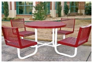 red and white 42" metal table