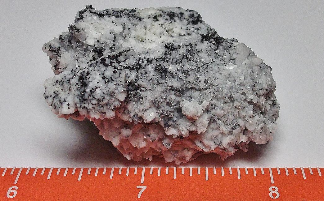 Black Magnetite, white Dolomite crystals, Christie Mine (Christi Mine; Christy Mine; Christie Asbestos; Coalinga Asbestos), Wright Mountain, New Idria District, Diablo Range, Fresno County, California, USA