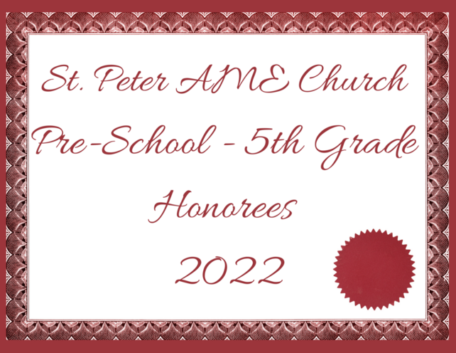 Click here to view the Pre-School - 5th Grade Honorees!