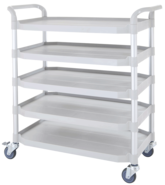 5 shelf plastic hospital trolley, medical carts manufacturer Taiwan