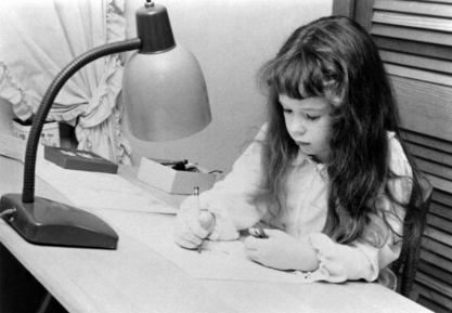 prl at drawing desk, elementary school