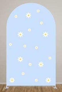 BLUE DAISY FABRIC BACKDROP ARCH COVER FOR RENT