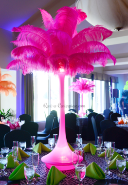 Eiffel tower lighted ostrich feather centerpiece - RentalCenterpiece