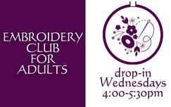 Drop-in Embroidery Club on Wednesdays at 4pm