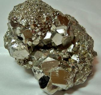 Golden pyritohedral Pyrite crystals, galena, quartz, Huanzala Mine, Huallanca District, Dos de Mayo Province, Huanuco Department, Peru, ex Rutgers Geology Museum