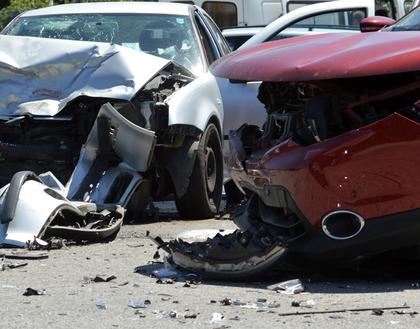 car wreckage of people in need of an automobile accident attorney in Worcester, MA.