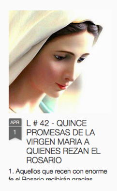 QUINCE PROMESAS DE LA VIRGEN MARIA A QUIENES RECEN EL ROSARIO