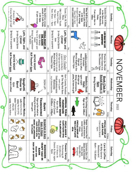 Calendar Buckhorn Lake Resort