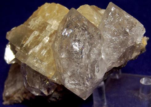 fluorescent Herkimer Diamond QUARTZ, DOLOMITE, CALCITE, MARCASITE, PYROBITUMEN - St. Johnsville, Montgomery County, New York, USA - ex Adrian Labuz 1970s