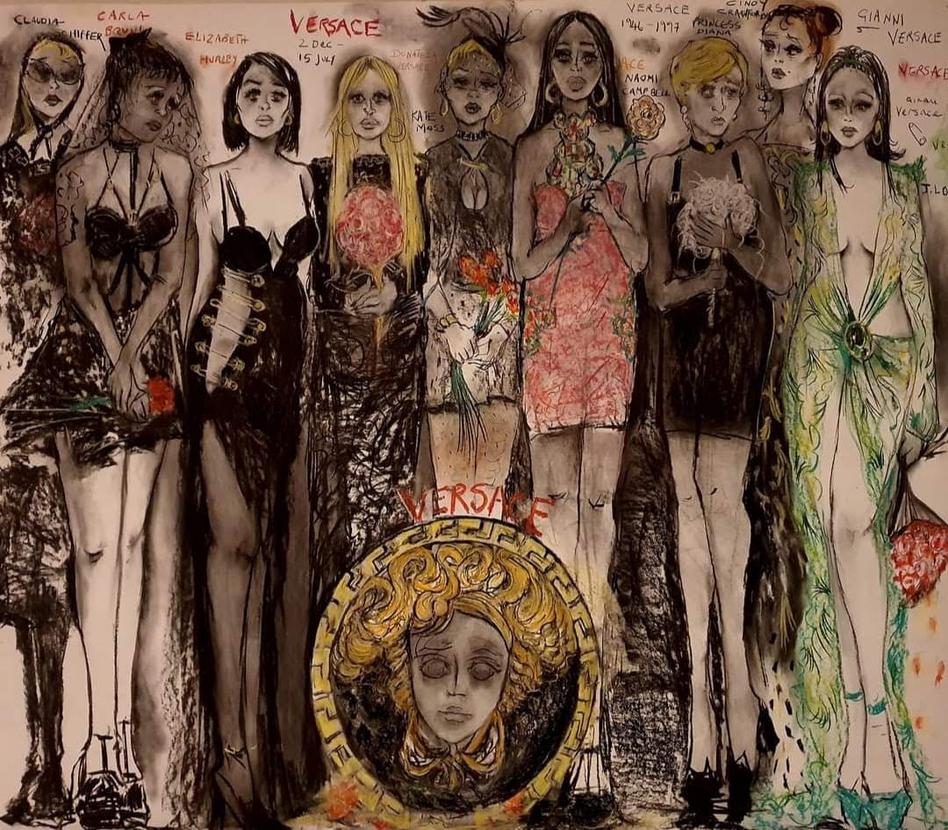 A Salute to Versace - Chalk on Paper 150 x 120 cm