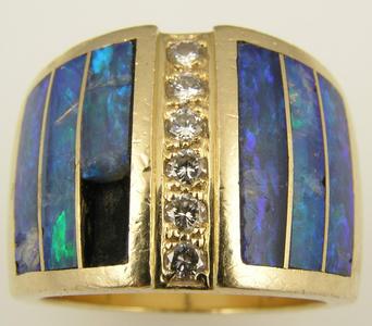 Severely damaged opal inlay ring in need of major repair