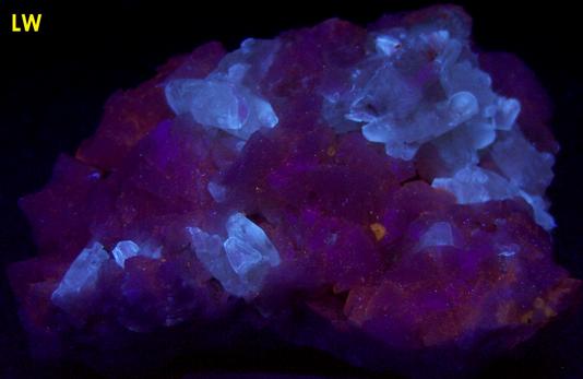 DOLOMITE with fluorescent CALCITE - Saint-Eustache Quarry (Carriere et pavage Saint-Eustache; Sainte-Eustache quarry; Mathers Quarry), Sainte-Eustache, Deux Montagnes RCM, Laurentides, Quebec, Canada - ex Albert Sebela