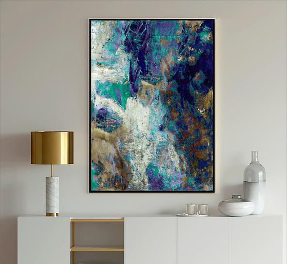 Light blue and navy abstract art