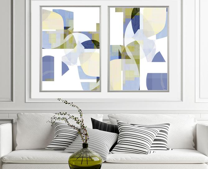 Blue, gray and green abstract art, #abstract art