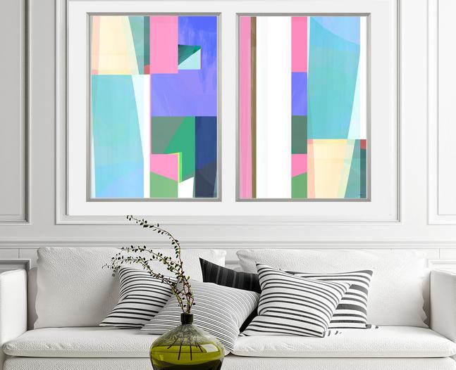 Blue, gray and green abstract art, #abstract art