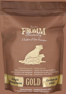 FROMM Weight Management Gold Dry dog food available in 33, 15 and 5 pound bags