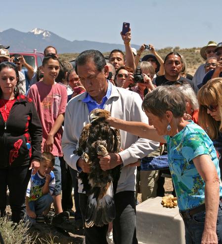 Actor Wes Studi with veterinarian Dr. Kathleen Ramsay, Reelese of James Dean Rptor