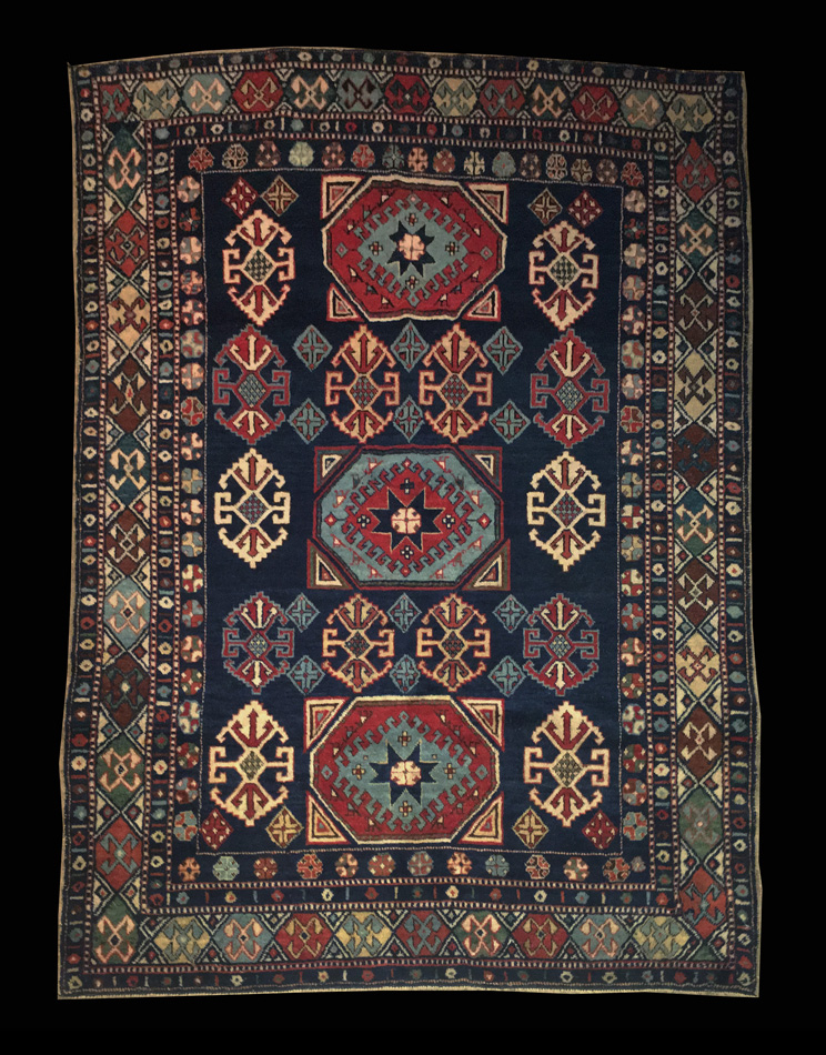 Semi-Antique Persian Mud Rug, Mahi Design ~1970