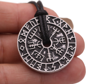 Alien, Nordic, Viking Message Coin Alloy Hollow Pendant Necklace