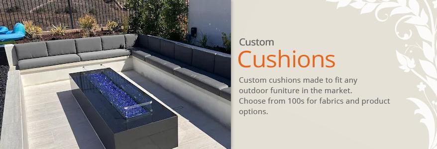 Custom Cushions made with sunbrella fabric for firepits, built in furniture