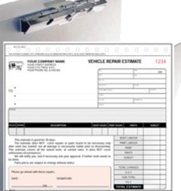 Register snapset machine with multi-part form 2-3 part NCR carbonless.