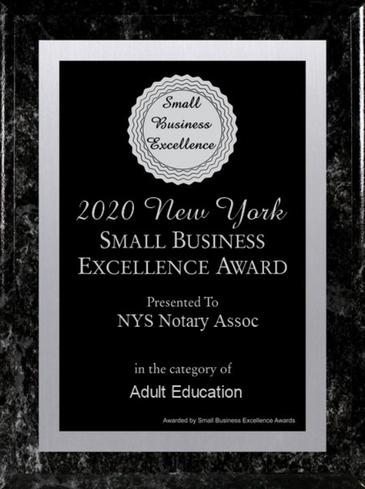 Internet virtual NY Notary Online Class Award