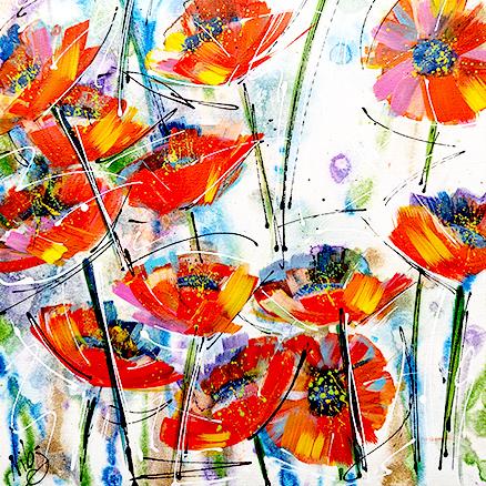 Red poppies acrylic painting