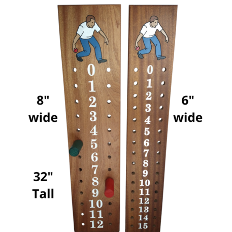 Bocce scoreboard mahogany numbered 1-15