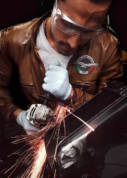 craftsman at work with sparks