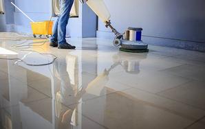 Floor being polished in Brockton, MA.