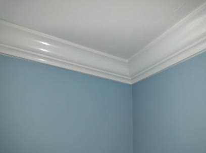 Crown molding painted a white semi-gloss.