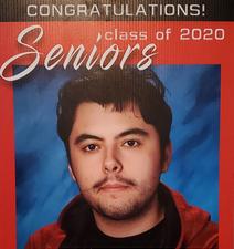 Hector looking straight ahead with slight smile. Congratulations Seniors, Class of 2020 printed on top of photo.