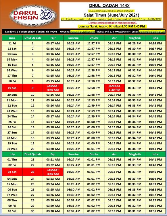 Salat Times/Jamaat Times/Eid Times