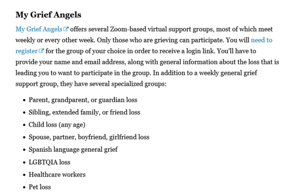Directory of Free Virtual Grief Support Groups By Type of Loss 