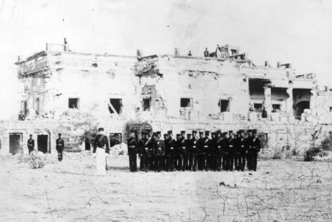 Sirmoor Battalion (Gurkhas) on Delhi Ridge in 1857 during the mutiny against the British East India Company