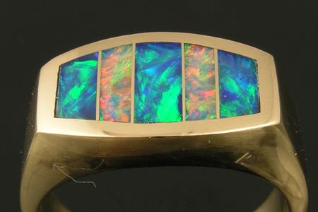Repaired opal inlay ring by Hileman