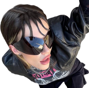 Alien Look Rimless One-piece Sunglasses Futuristic and Super Fashionable