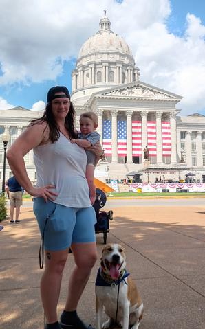 Amanda with mixed breed dog