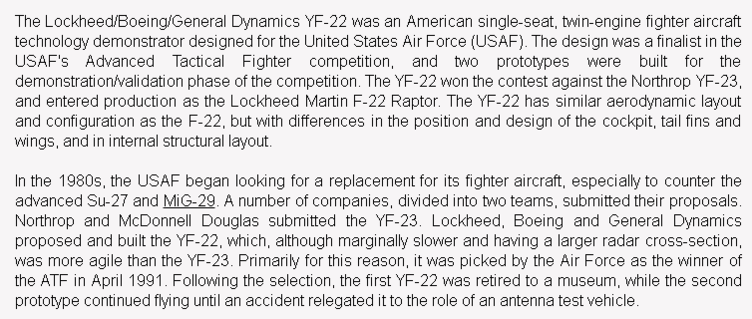 wiki background for 4D model of Lockheed YF-22