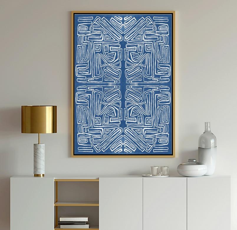 Blue and white Lineal abstract art, Blue Nile, Dubois Art, Lori Dubois