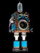 retro robot sculpture art astronaut