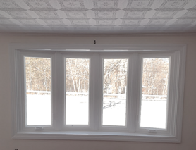 White painted bay window in Dighton, MA.
