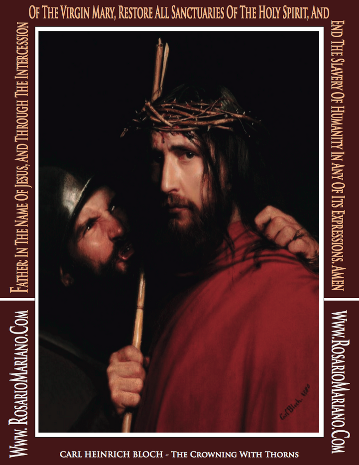 THE SWORD OF THE HOLY SPIRIT THE GOSPEL OF THE LORD, THE SPIRITUAL SWORD OF VIRGIN MARY: THE HOLY ROSARY; WELDED HERE BY THE HEARTS PRAY OF ROSARIO MARIANO THIRD SORROWFUL MYSTERY THE CROWNING WITH THORNS IMAGE